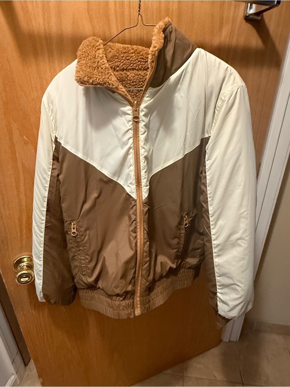 Zyia Active Camel Sierra Fleece Reversible- Jacket, Size L, Like New